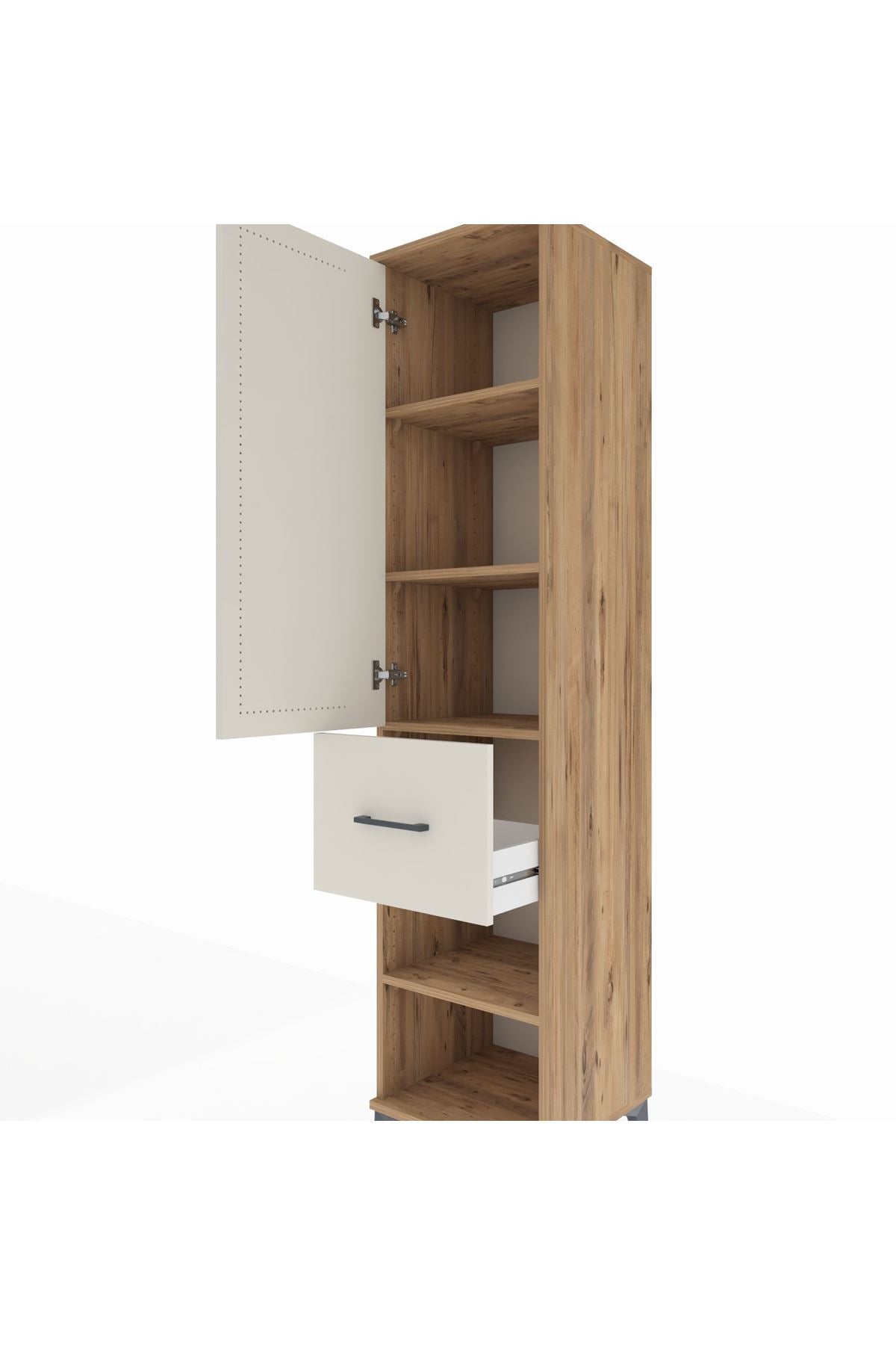 Hyperion Dolap 4 Raflı Tek Çekmeceli Tek Kapaklı 44x44x195 Çam-Aytaşı