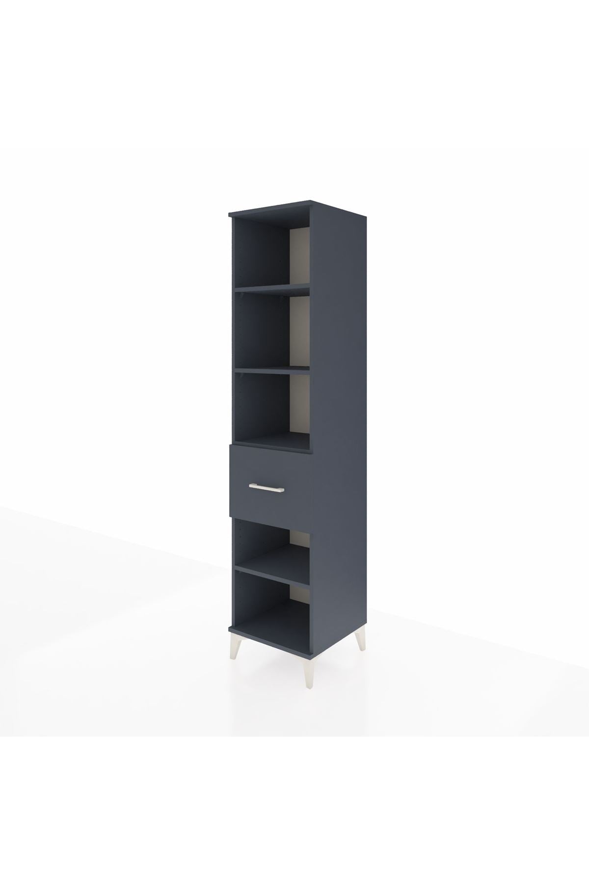 Hyperion Dolap 4 Raflı Tek Çekmeceli 44x44x195 Antrasit-Antrasit