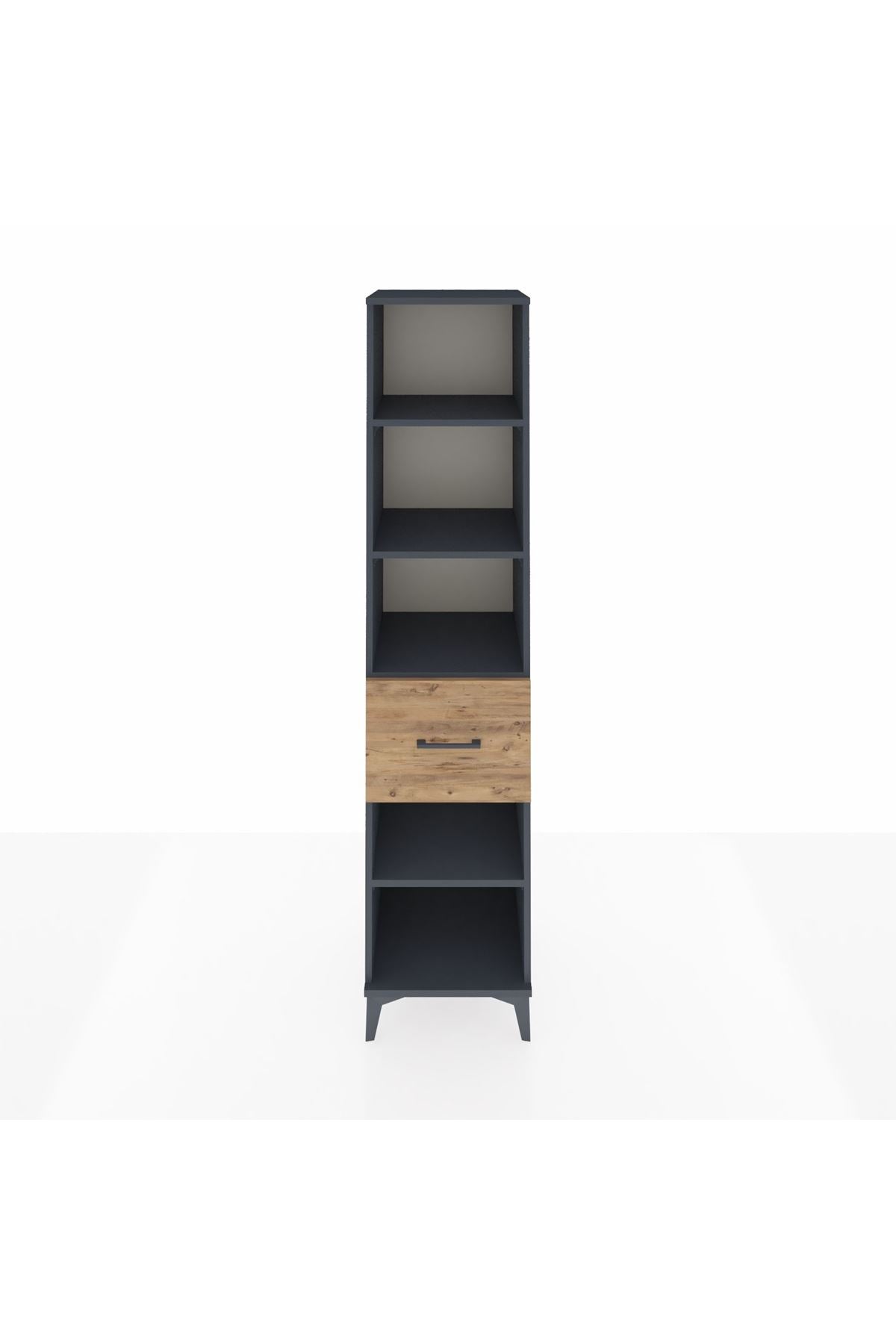 Hyperion Dolap 4 Raflı Tek Çekmeceli 44x44x195 Antrasit-Çam