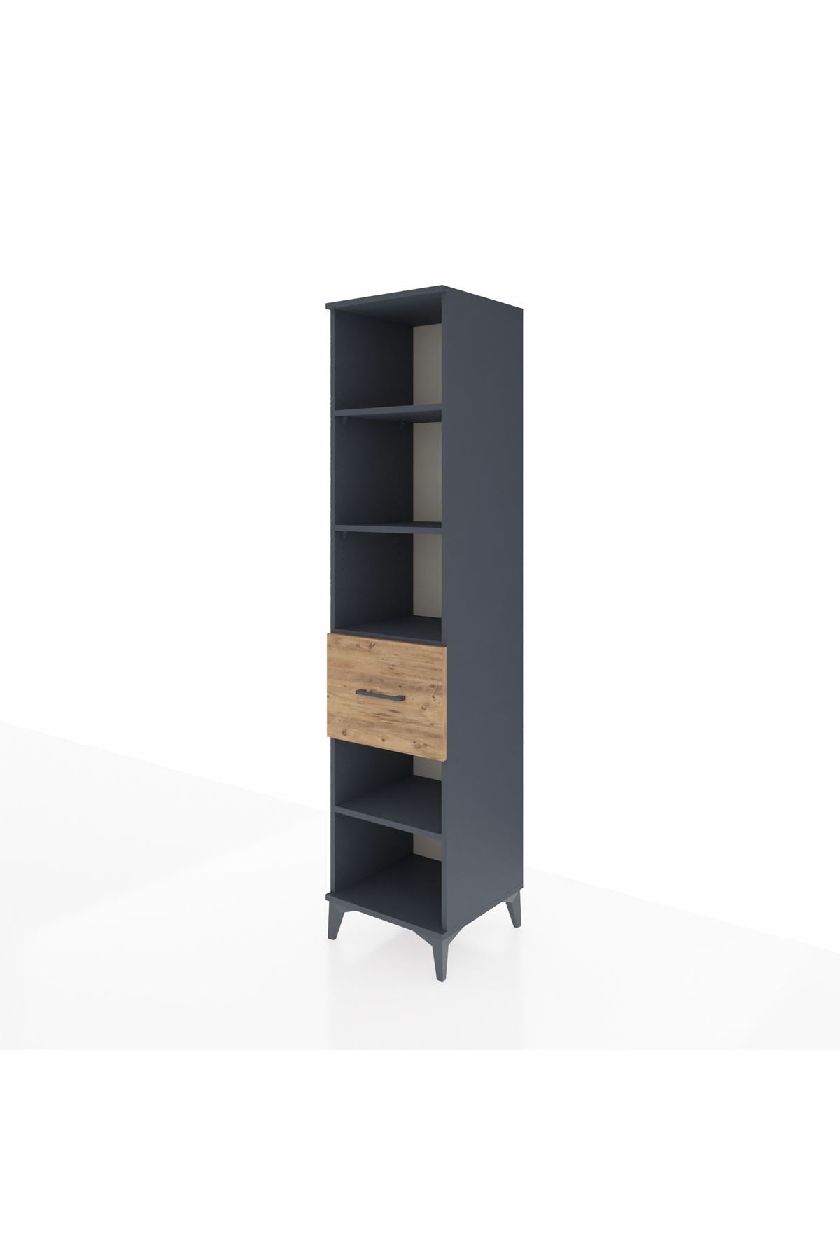 Hyperion Dolap 4 Raflı Tek Çekmeceli 44x44x195 Antrasit-Çam