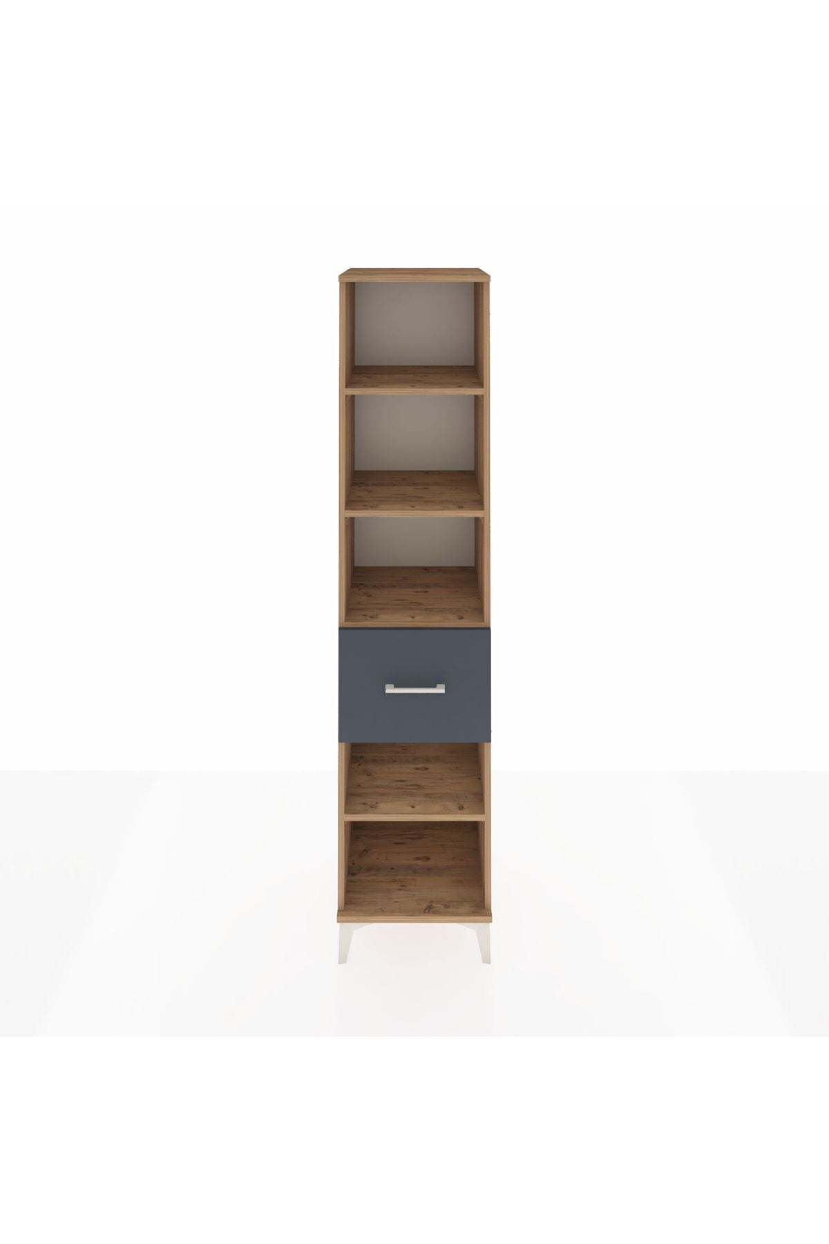 Hyperion Dolap 4 Raflı Tek Çekmeceli 44x44x195 Çam-Antrasit