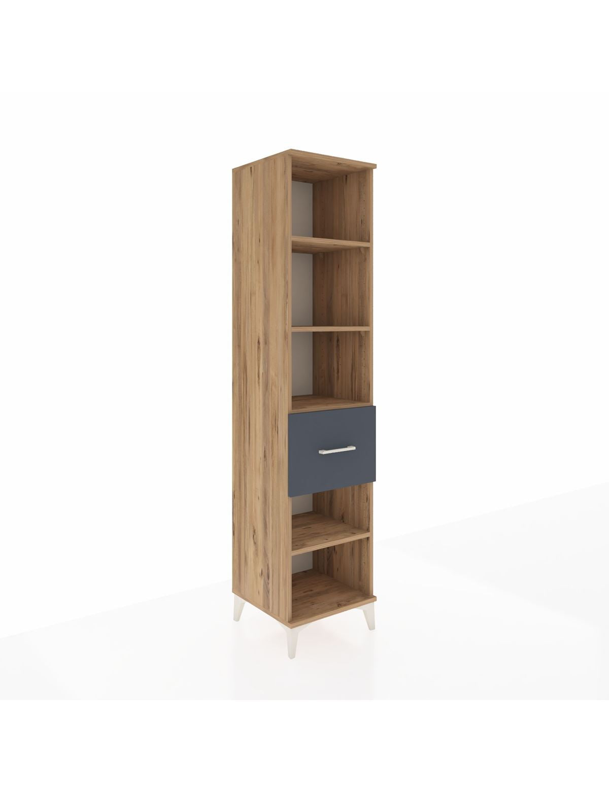 Hyperion Dolap 4 Raflı Tek Çekmeceli 44x44x195 Çam-Antrasit