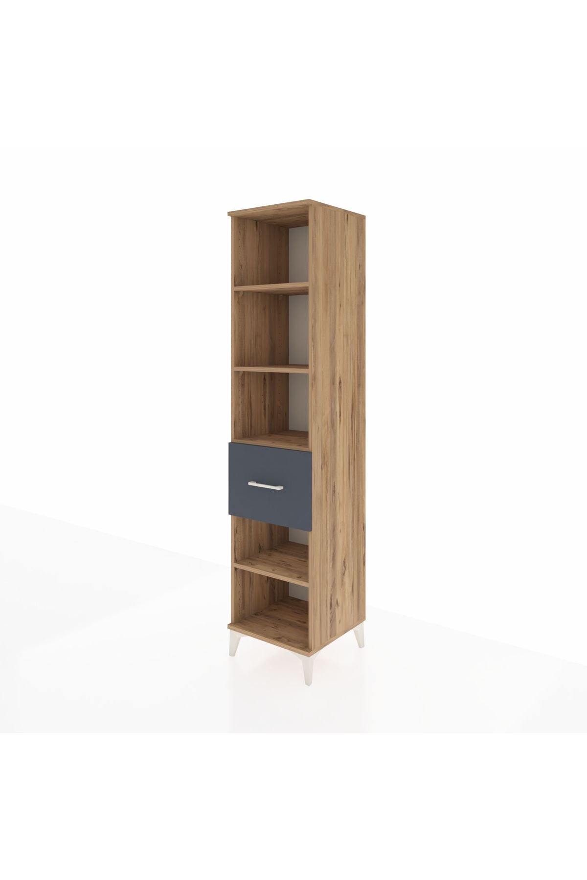 Hyperion Dolap 4 Raflı Tek Çekmeceli 44x44x195 Çam-Antrasit