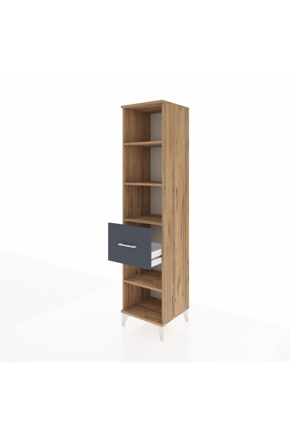 Hyperion Dolap 4 Raflı Tek Çekmeceli 44x44x195 Çam-Antrasit