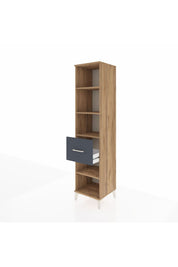 Hyperion Dolap 4 Raflı Tek Çekmeceli 44x44x195 Çam-Antrasit