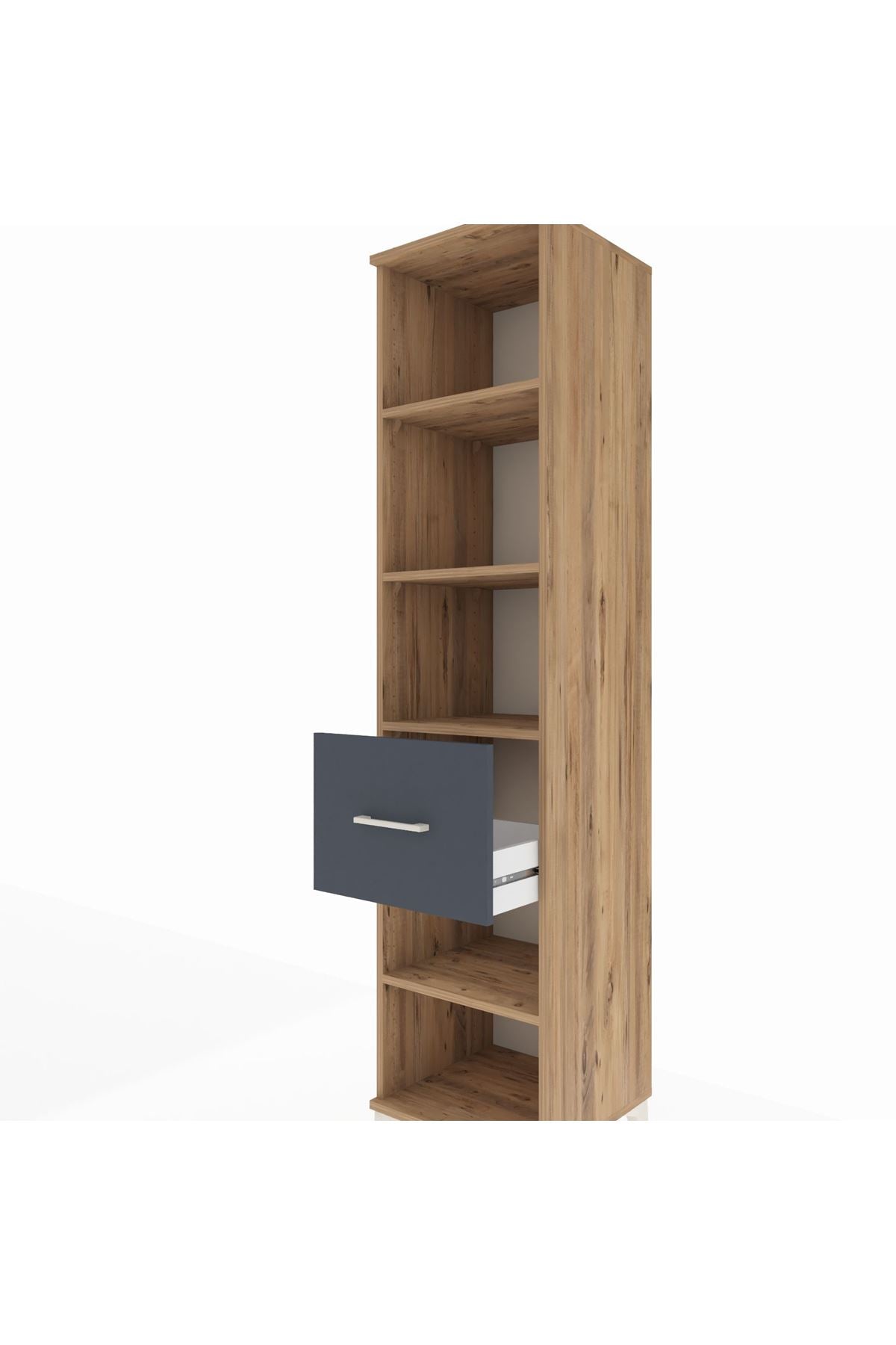 Hyperion Dolap 4 Raflı Tek Çekmeceli 44x44x195 Çam-Antrasit