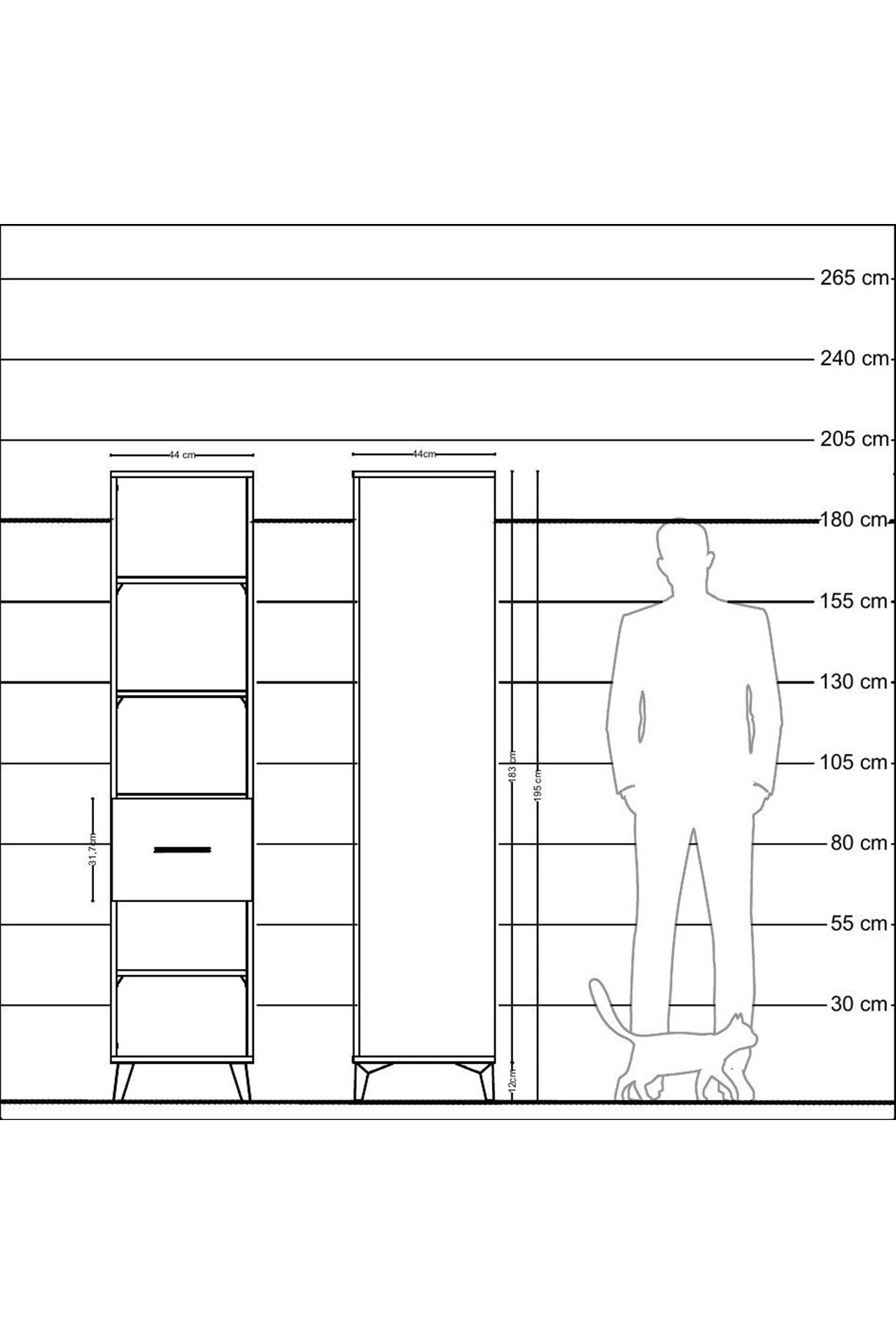 Hyperion Dolap 4 Raflı Tek Çekmeceli 44x44x195 Çam-Çam