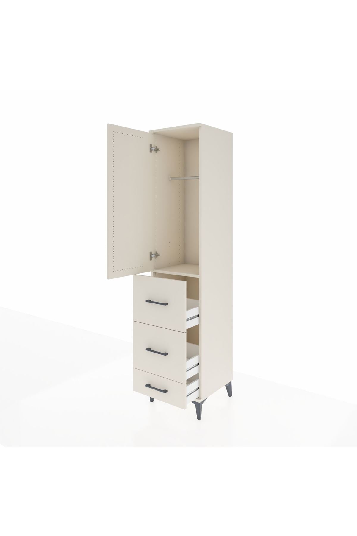Hyperion Dolap Tek Raflı 3 Çekmeceli Tek Askılı 44x44x195 Aytaşı-Aytaşı