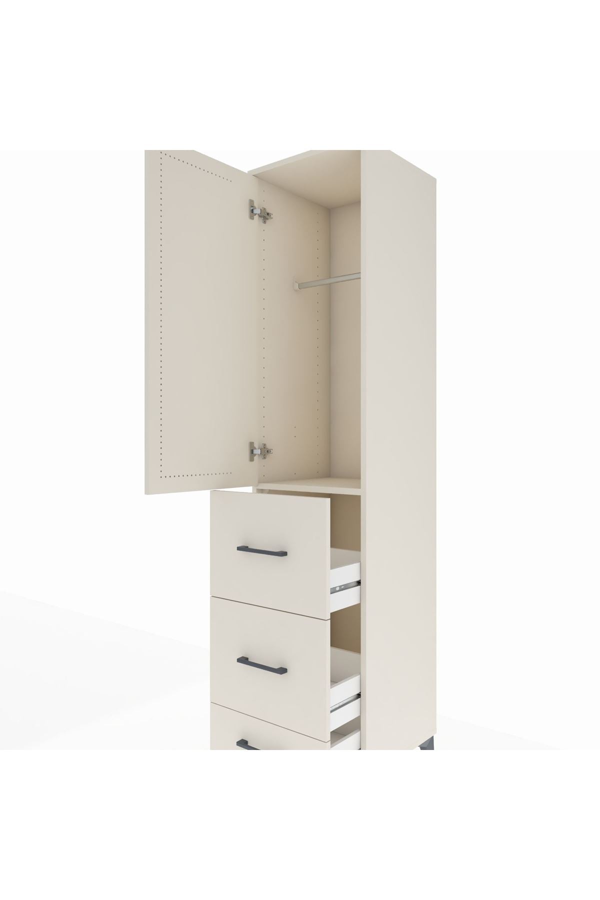 Hyperion Dolap Tek Raflı 3 Çekmeceli Tek Askılı 44x44x195 Aytaşı-Aytaşı