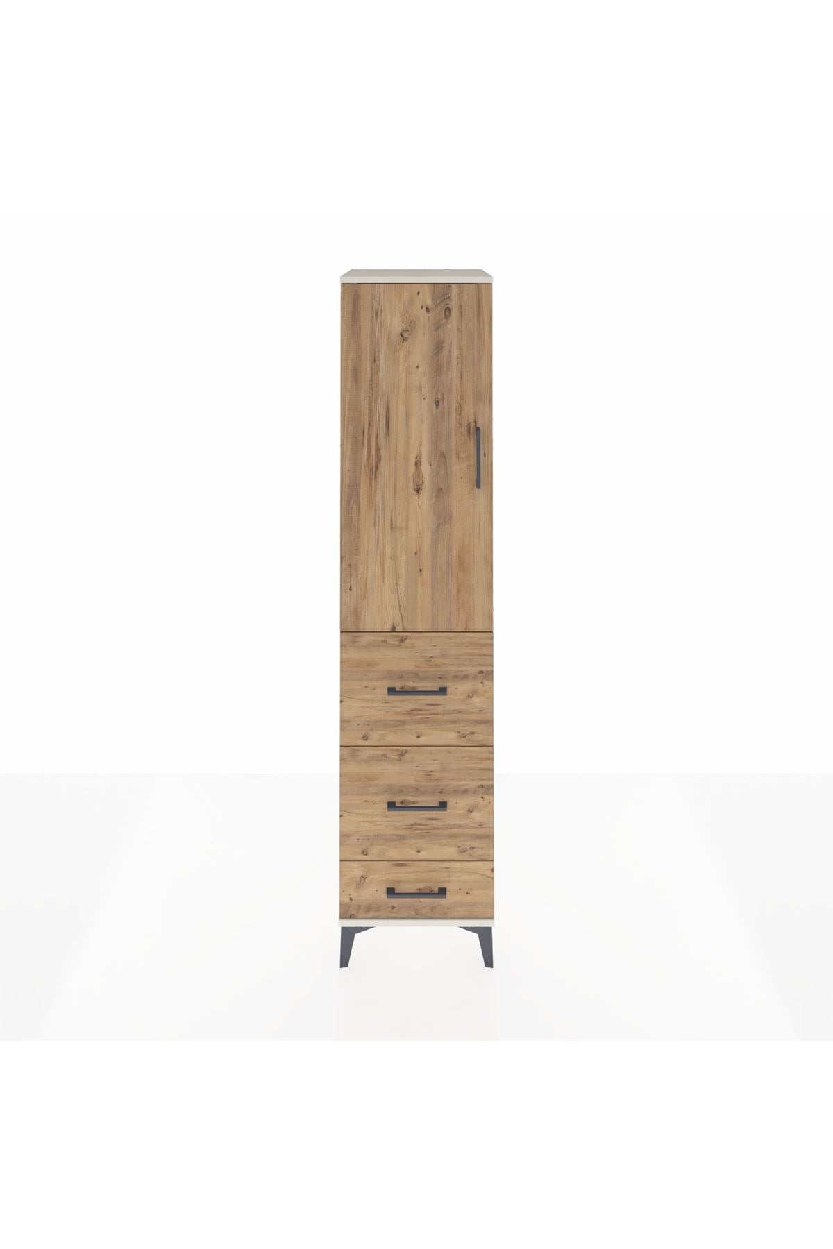 Hyperion Dolap Tek Raflı 3 Çekmeceli Tek Askılı 44x44x195 Aytaşı-Çam