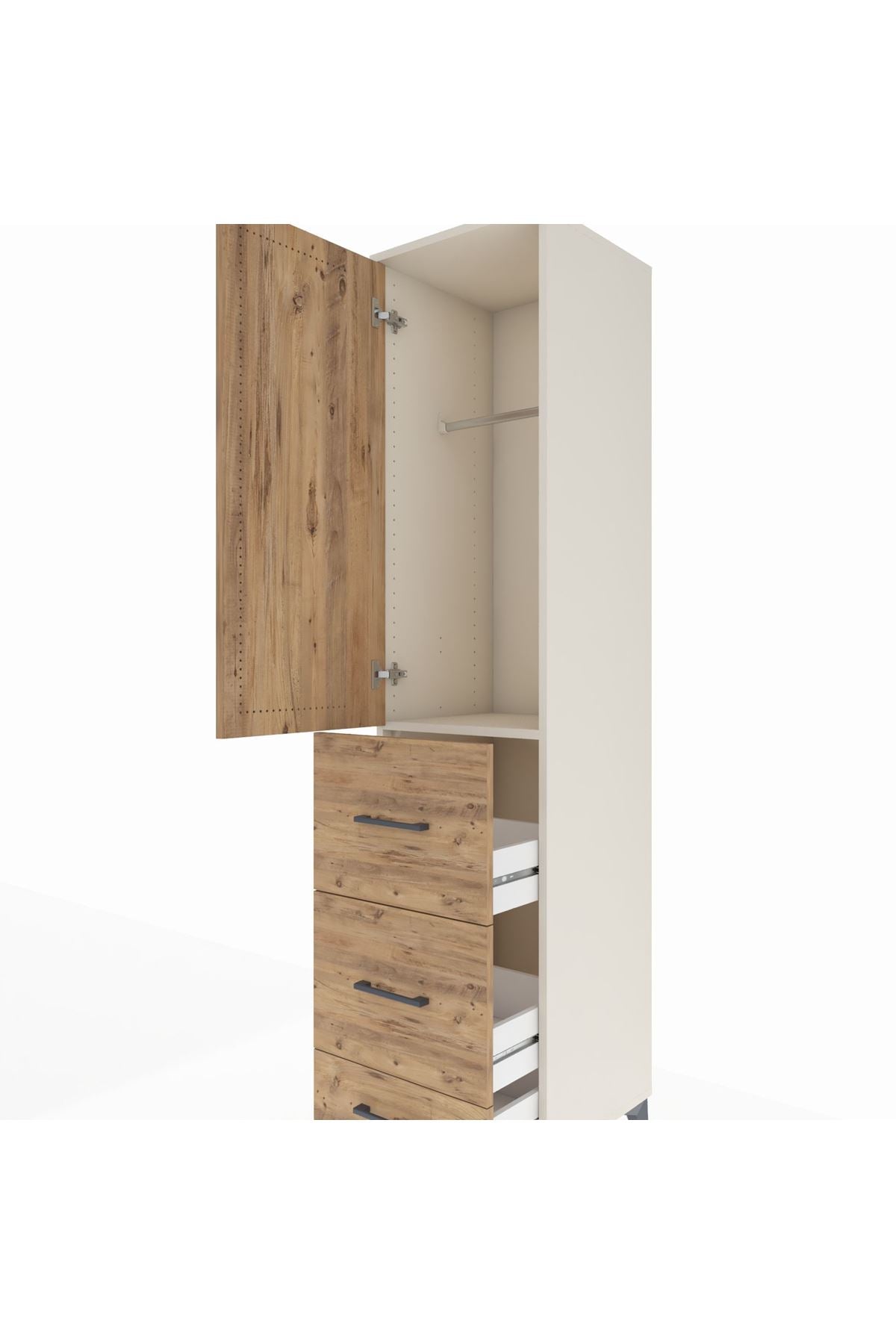 Hyperion Dolap Tek Raflı 3 Çekmeceli Tek Askılı 44x44x195 Aytaşı-Çam