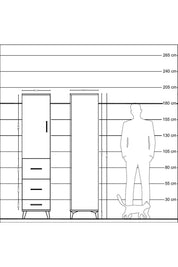 Hyperion Dolap Tek Raflı 3 Çekmeceli Tek Askılı 44x44x195 Aytaşı-Çam