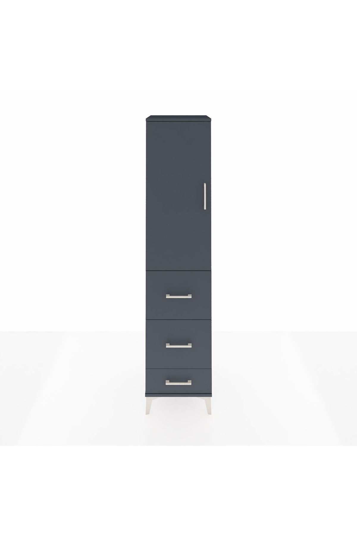 Hyperion Dolap Tek Raflı 3 Çekmeceli Tek Askılı 44x44x195 Antrasit-Antrasit