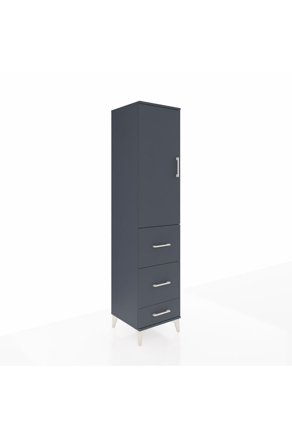 Hyperion Dolap Tek Raflı 3 Çekmeceli Tek Askılı 44x44x195 Antrasit-Antrasit