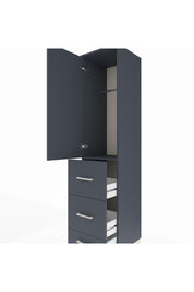 Hyperion Dolap Tek Raflı 3 Çekmeceli Tek Askılı 44x44x195 Antrasit-Antrasit