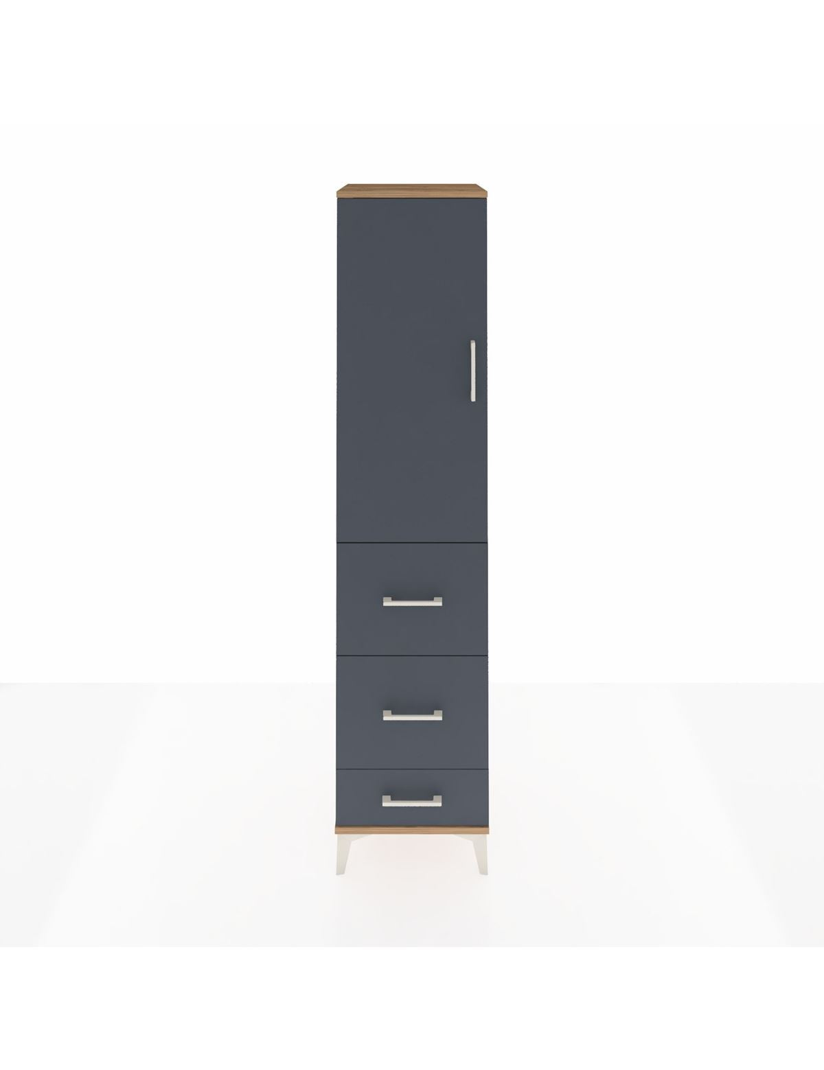 Hyperion Dolap Tek Raflı 3 Çekmeceli Tek Askılı 44x44x195 Çam-Antrasit