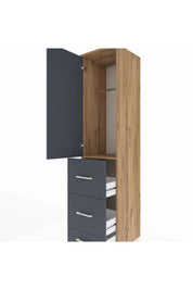 Hyperion Dolap Tek Raflı 3 Çekmeceli Tek Askılı 44x44x195 Çam-Antrasit