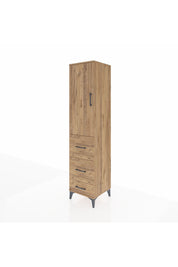 Hyperion Dolap Tek Raflı 3 Çekmeceli Tek Askılı 44x44x195 Çam-Çam