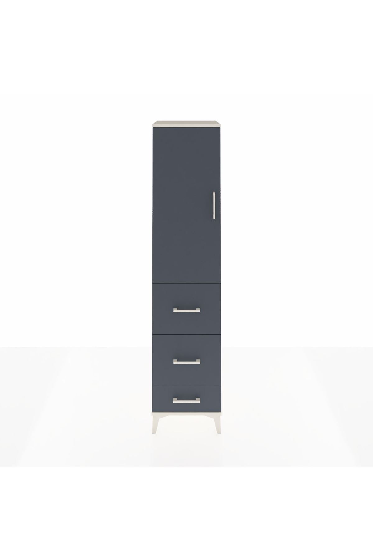 Hyperion Dolap 3 Raflı 3 Çekmeceli Tek Kapaklı 44x44x195 Aytaşı-Antrasit