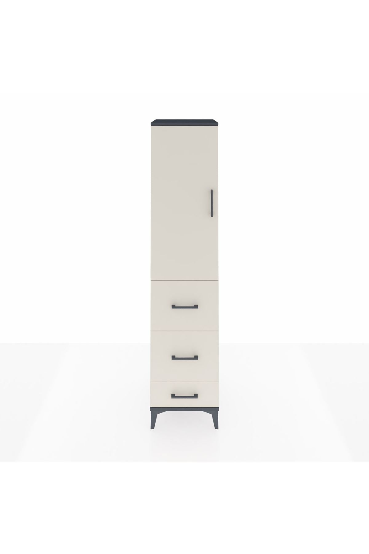 Hyperion Dolap 3 Raflı 3 Çekmeceli Tek Kapaklı 44x44x195 Antrasit-Aytaşı