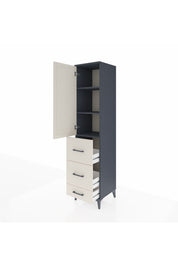 Hyperion Dolap 3 Raflı 3 Çekmeceli Tek Kapaklı 44x44x195 Antrasit-Aytaşı