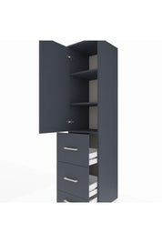 Hyperion Dolap 3 Raflı 3 Çekmeceli Tek Kapaklı 44x44x195 Antrasit-Antrasit