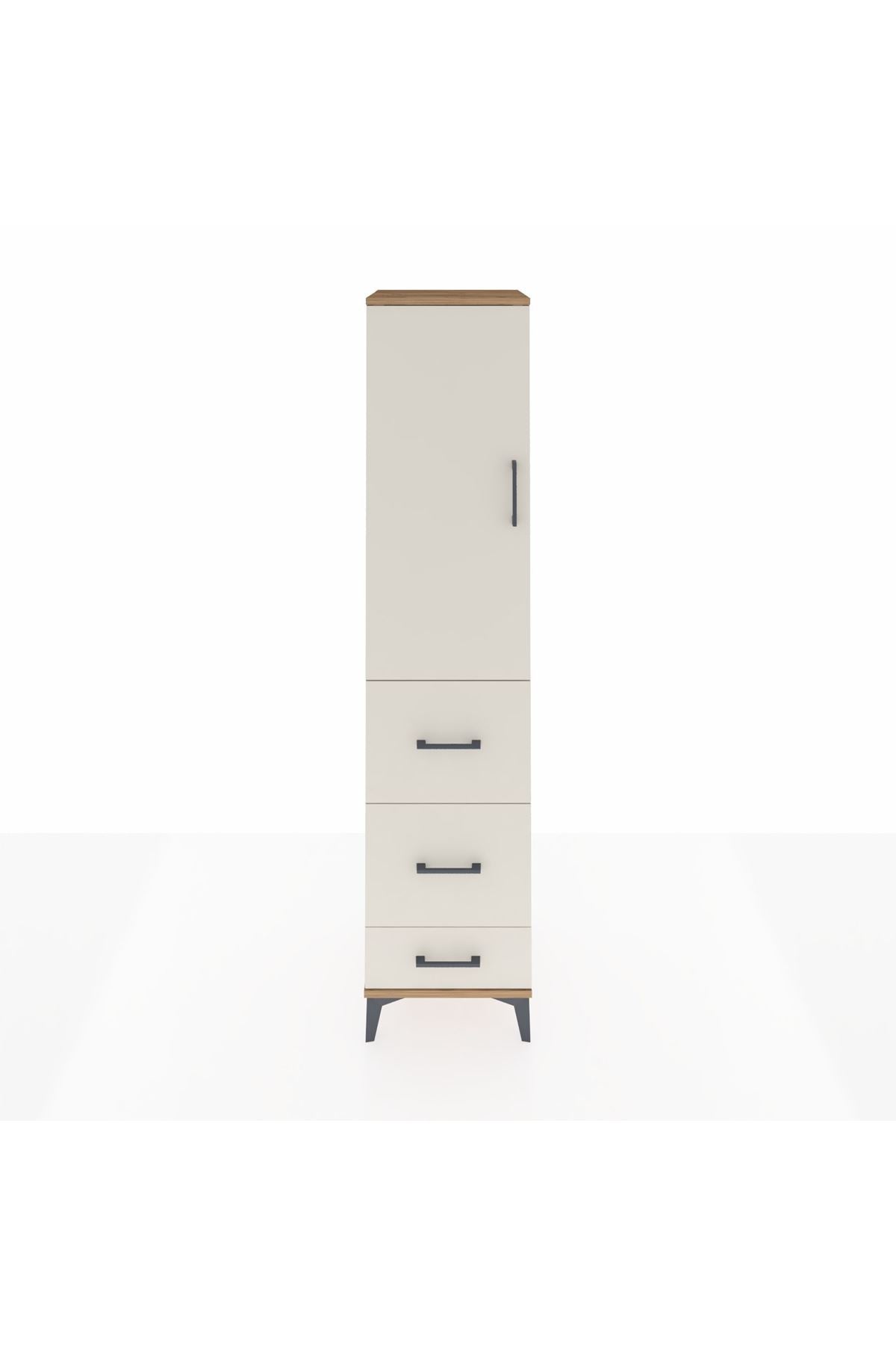 Hyperion Dolap 3 Raflı 3 Çekmeceli Tek Kapaklı 44x44x195 Çam-Aytaşı