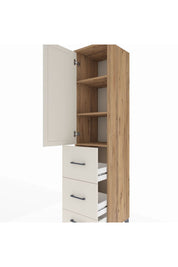 Hyperion Dolap 3 Raflı 3 Çekmeceli Tek Kapaklı 44x44x195 Çam-Aytaşı