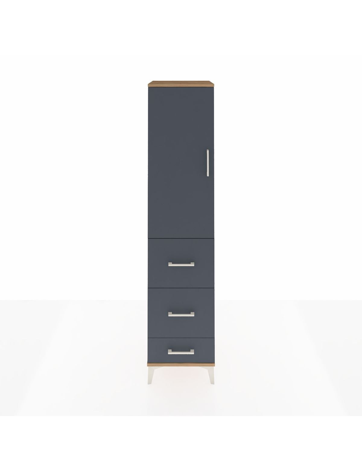 Hyperion Dolap 3 Raflı 3 Çekmeceli Tek Kapaklı 44x44x195 Çam-Antrasit