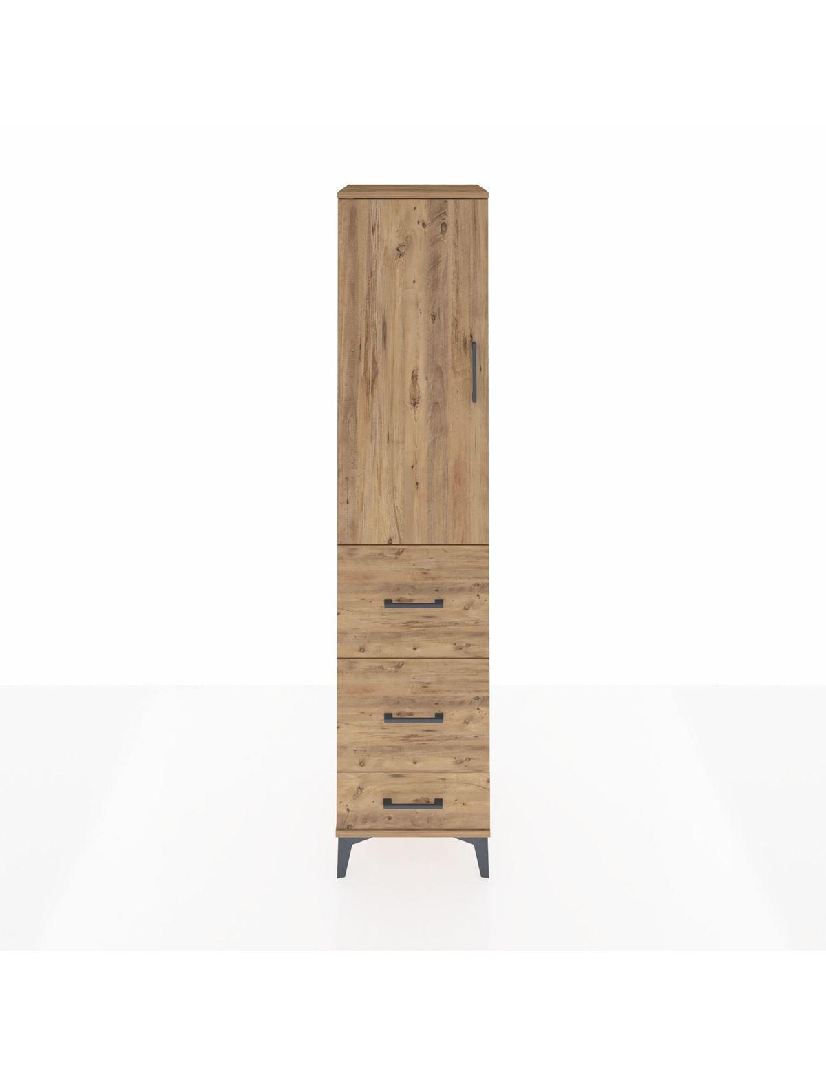 Hyperion Dolap 3 Raflı 3 Çekmeceli Tek Kapaklı 44x44x195 Çam-Çam