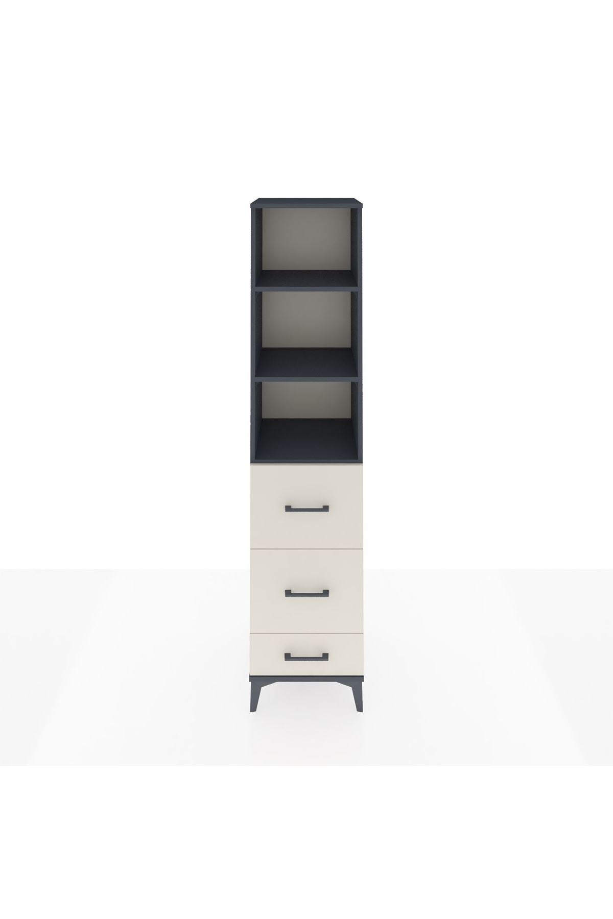 Hyperion Dolap 3 Raflı 3 Çekmeceli 44x44x195 Antrasit-Aytaşı