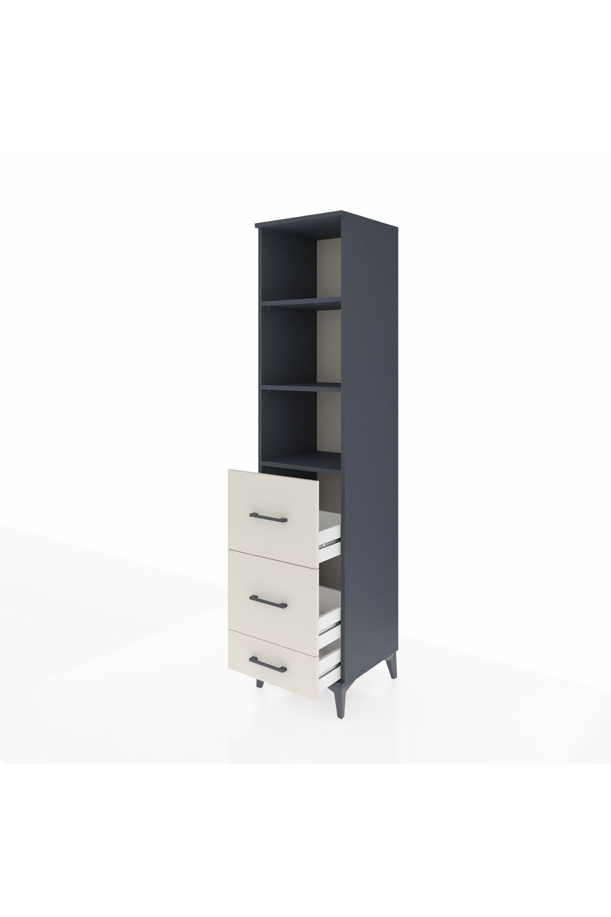 Hyperion Dolap 3 Raflı 3 Çekmeceli 44x44x195 Antrasit-Aytaşı