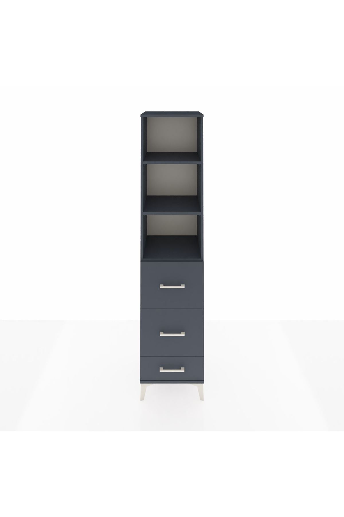 Hyperion Dolap 3 Raflı 3 Çekmeceli 44x44x195 Antrasit-Antrasit