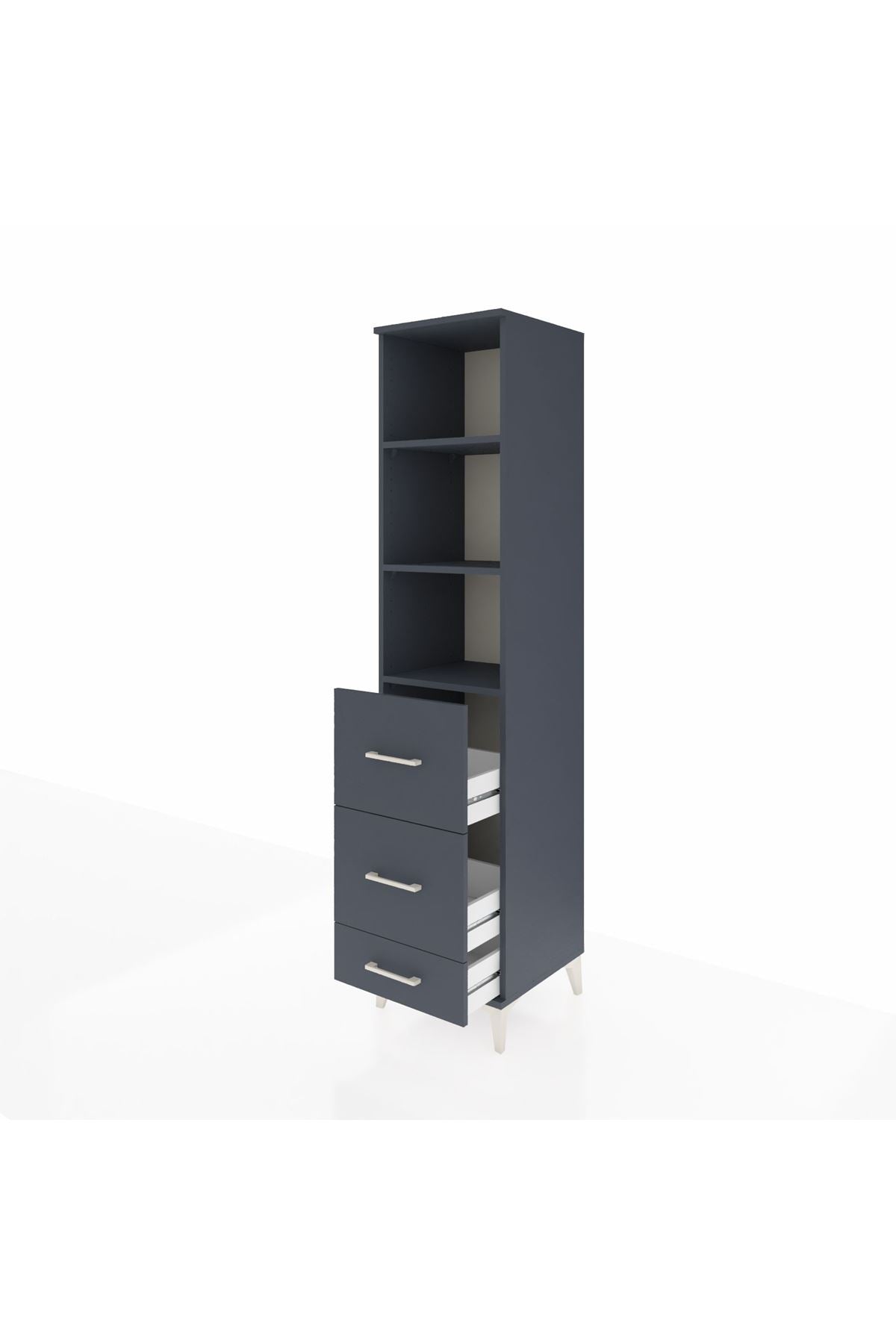 Hyperion Dolap 3 Raflı 3 Çekmeceli 44x44x195 Antrasit-Antrasit