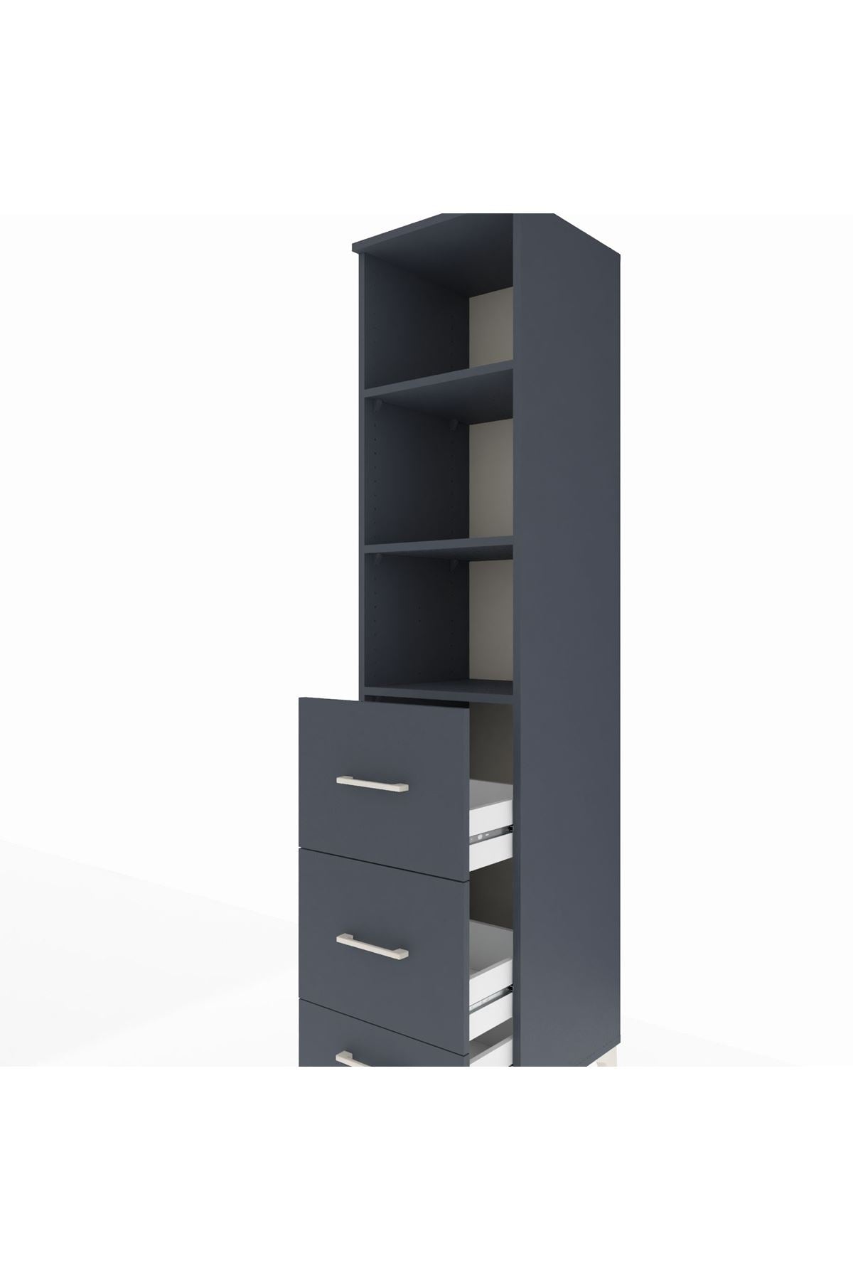 Hyperion Dolap 3 Raflı 3 Çekmeceli 44x44x195 Antrasit-Antrasit