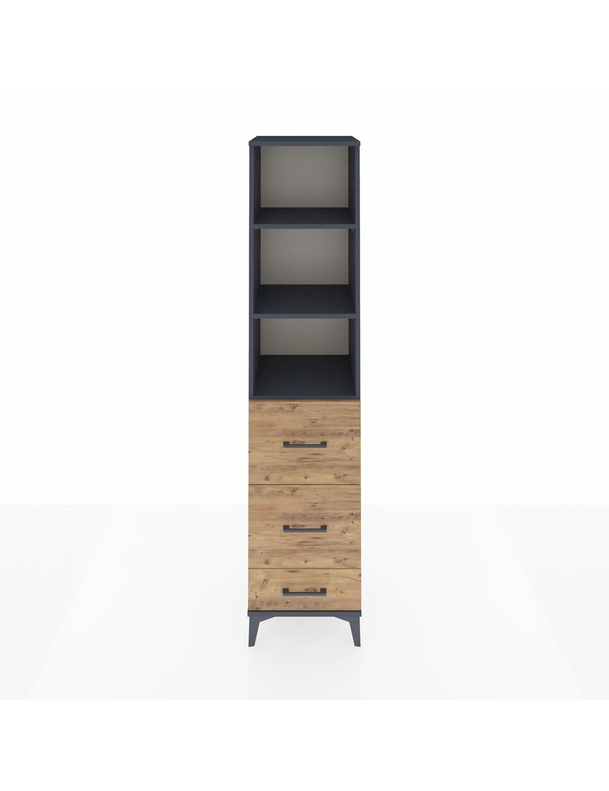 Hyperion Dolap 3 Raflı 3 Çekmeceli 44x44x195 Antrasit-Çam