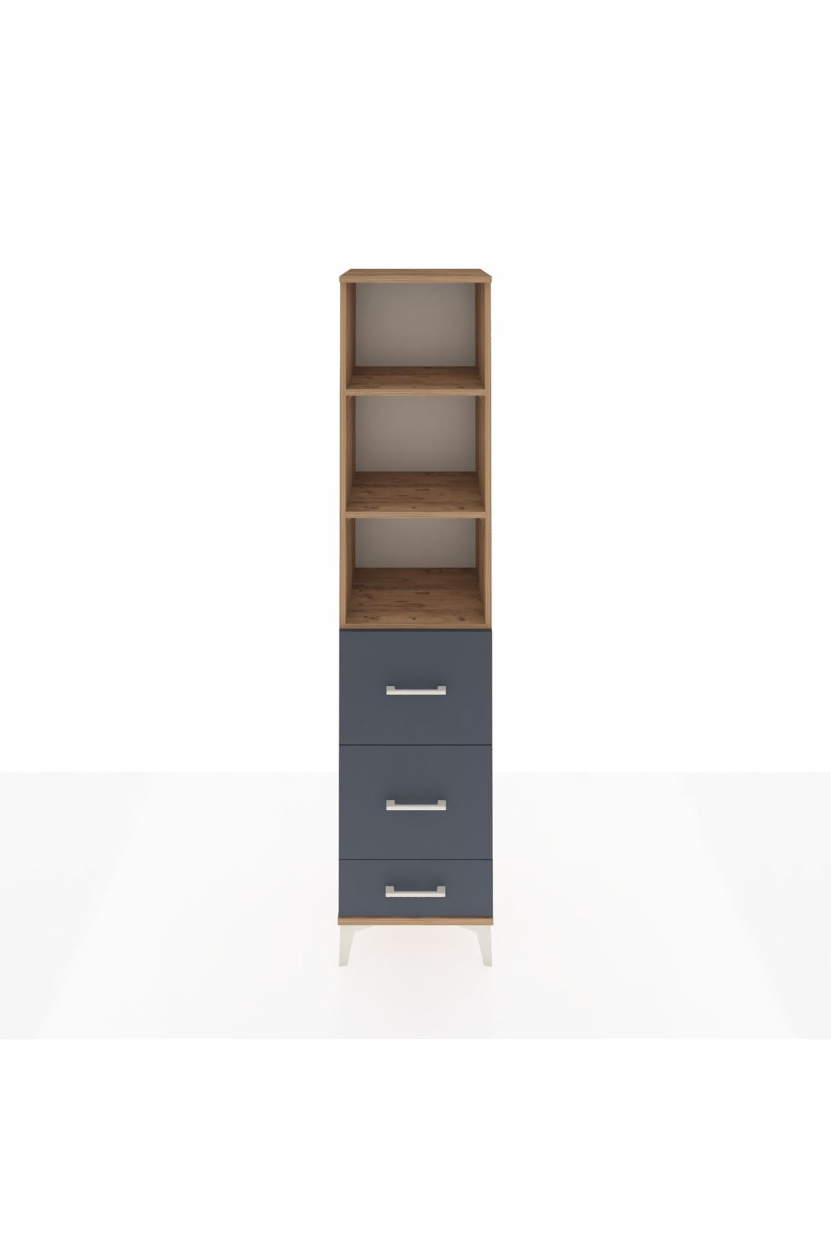 Hyperion Dolap 3 Raflı 3 Çekmeceli 44x44x195 Çam-Antrasit