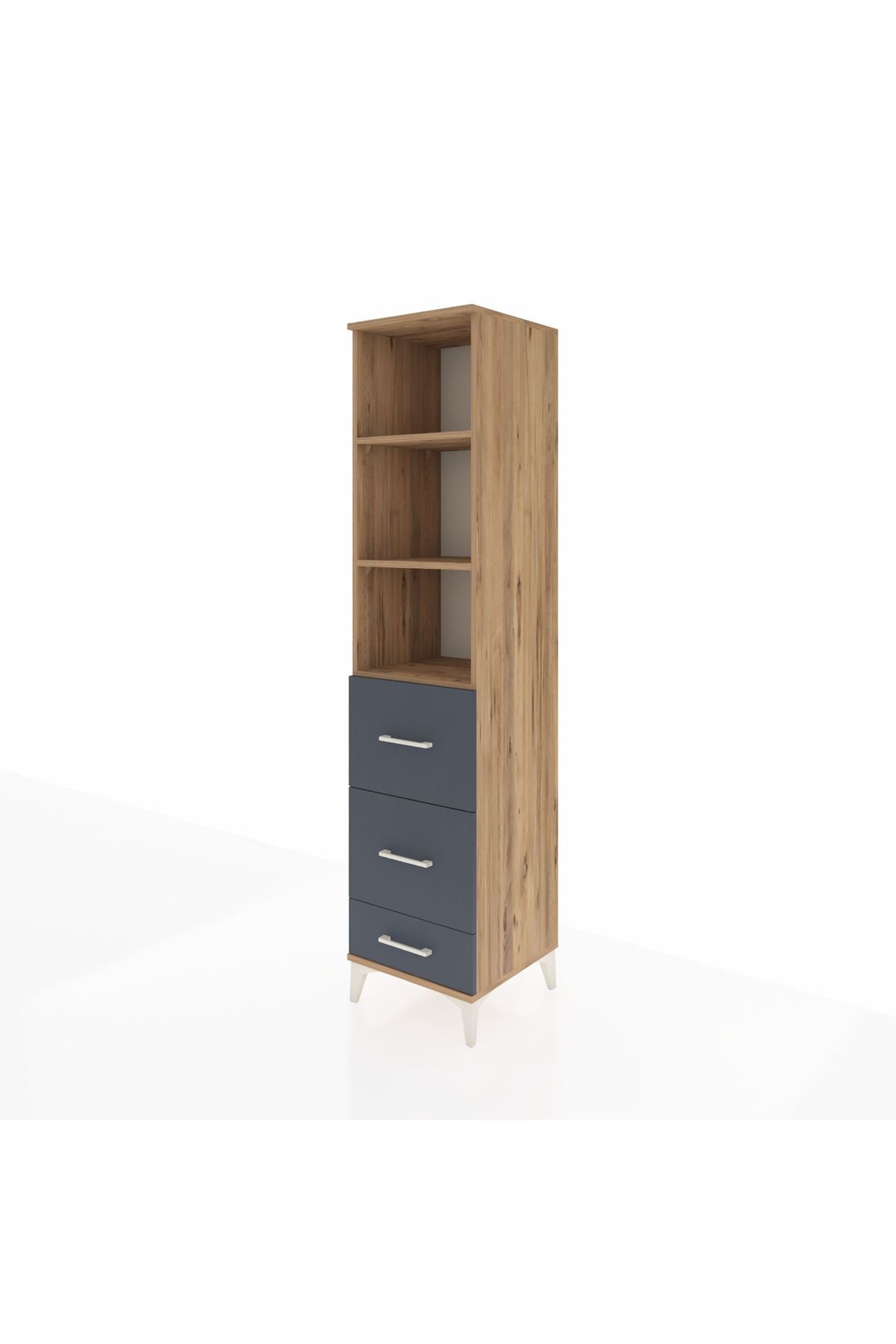 Hyperion Dolap 3 Raflı 3 Çekmeceli 44x44x195 Çam-Antrasit