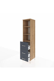 Hyperion Dolap 3 Raflı 3 Çekmeceli 44x44x195 Çam-Antrasit