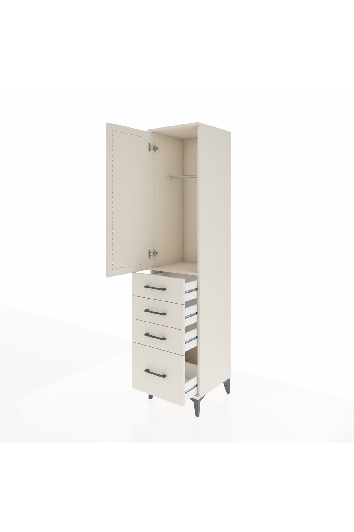 Hyperion Dolap Tek Raflı 4 Çekmeceli Tek Askılı 44x44x195 Aytaşı-Aytaşı