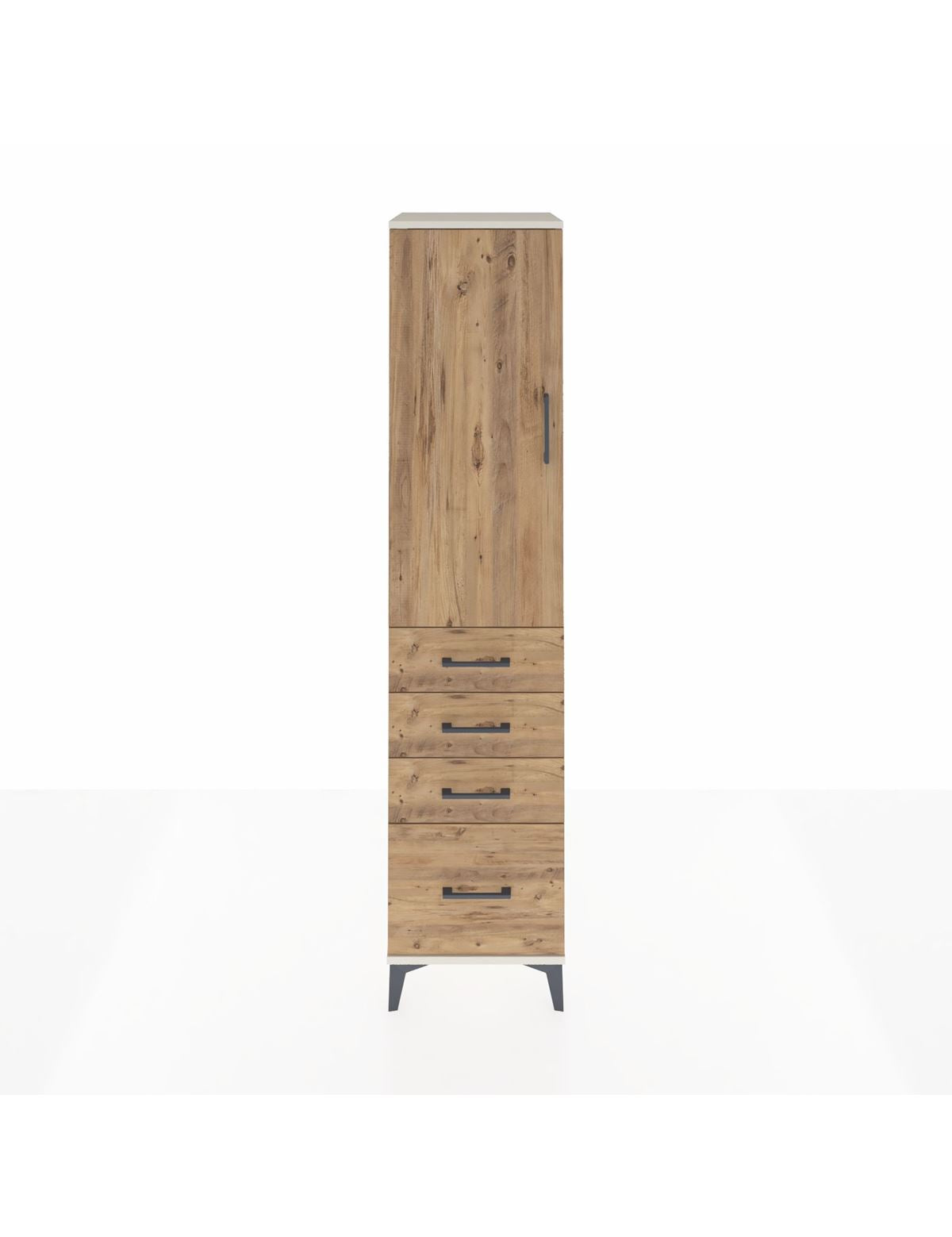 Hyperion Dolap Tek Raflı 4 Çekmeceli Tek Askılı 44x44x195 Aytaşı-Çam
