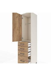 Hyperion Dolap Tek Raflı 4 Çekmeceli Tek Askılı 44x44x195 Aytaşı-Çam