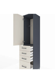 Hyperion Dolap Tek Raflı 4 Çekmeceli Tek Askılı 44x44x195 Antrasit-Aytaşı