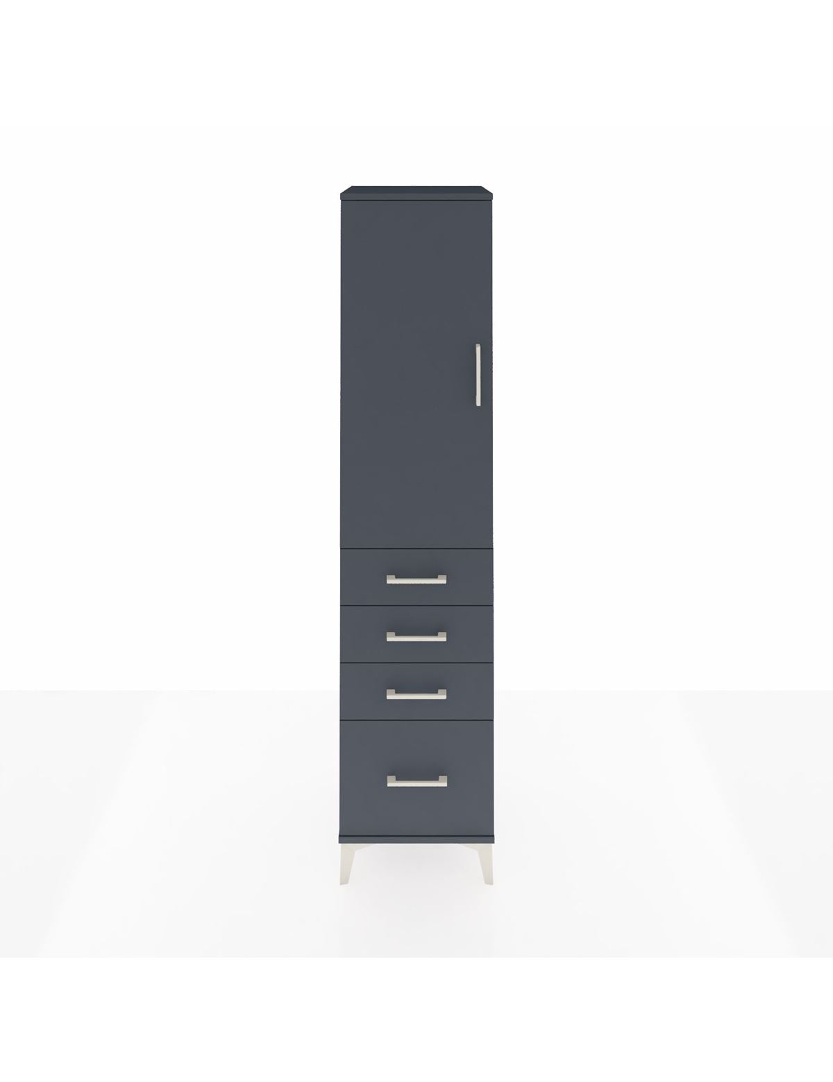 Hyperion Dolap Tek Raflı 4 Çekmeceli Tek Askılı 44x44x195 Antrasit-Antrasit