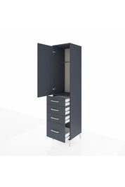 Hyperion Dolap Tek Raflı 4 Çekmeceli Tek Askılı 44x44x195 Antrasit-Antrasit