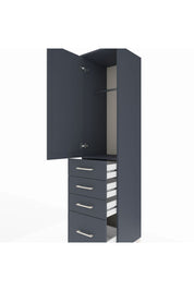 Hyperion Dolap Tek Raflı 4 Çekmeceli Tek Askılı 44x44x195 Antrasit-Antrasit