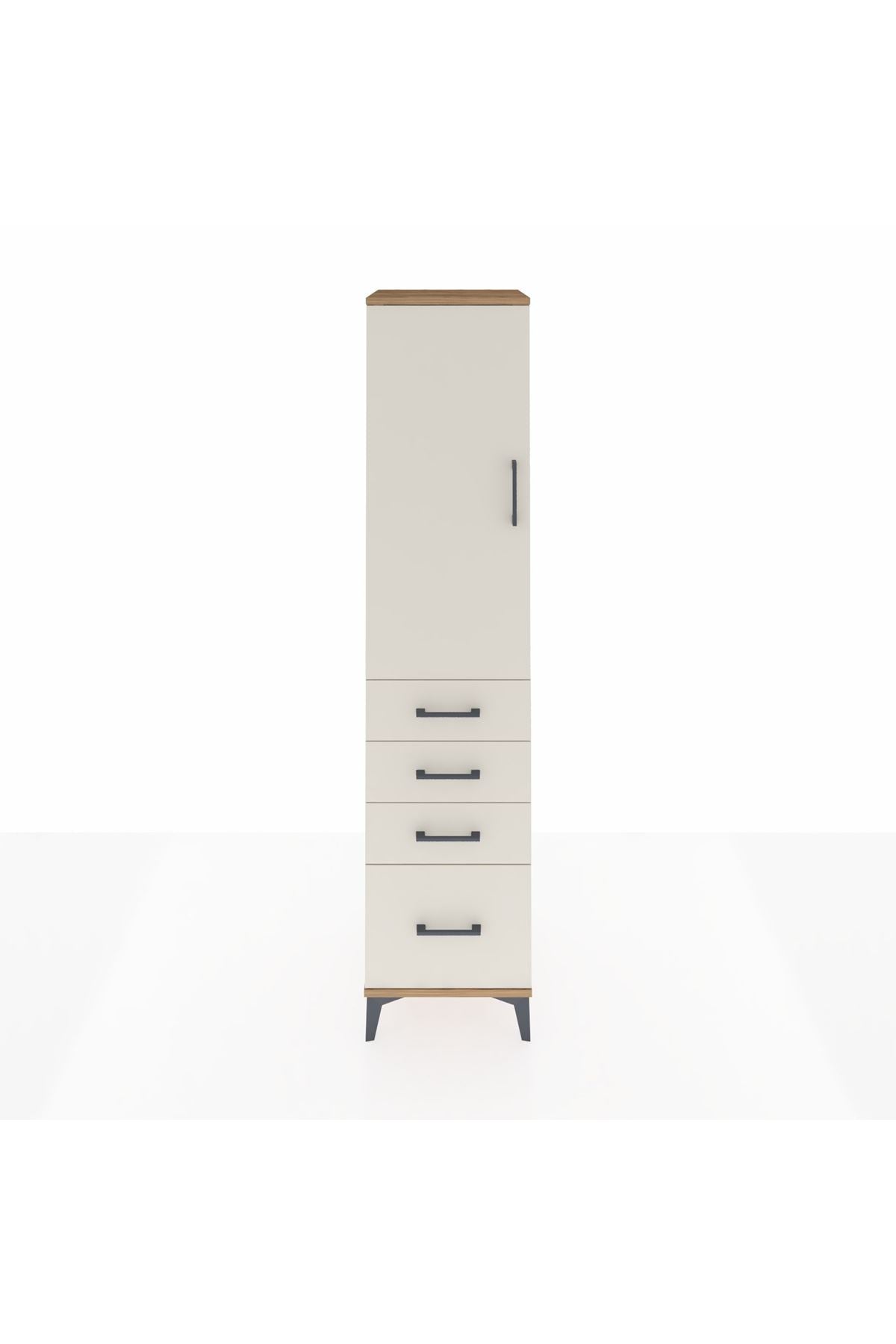 Hyperion Dolap Tek Raflı 4 Çekmeceli Tek Askılı 44x44x195 Çam-Aytaşı