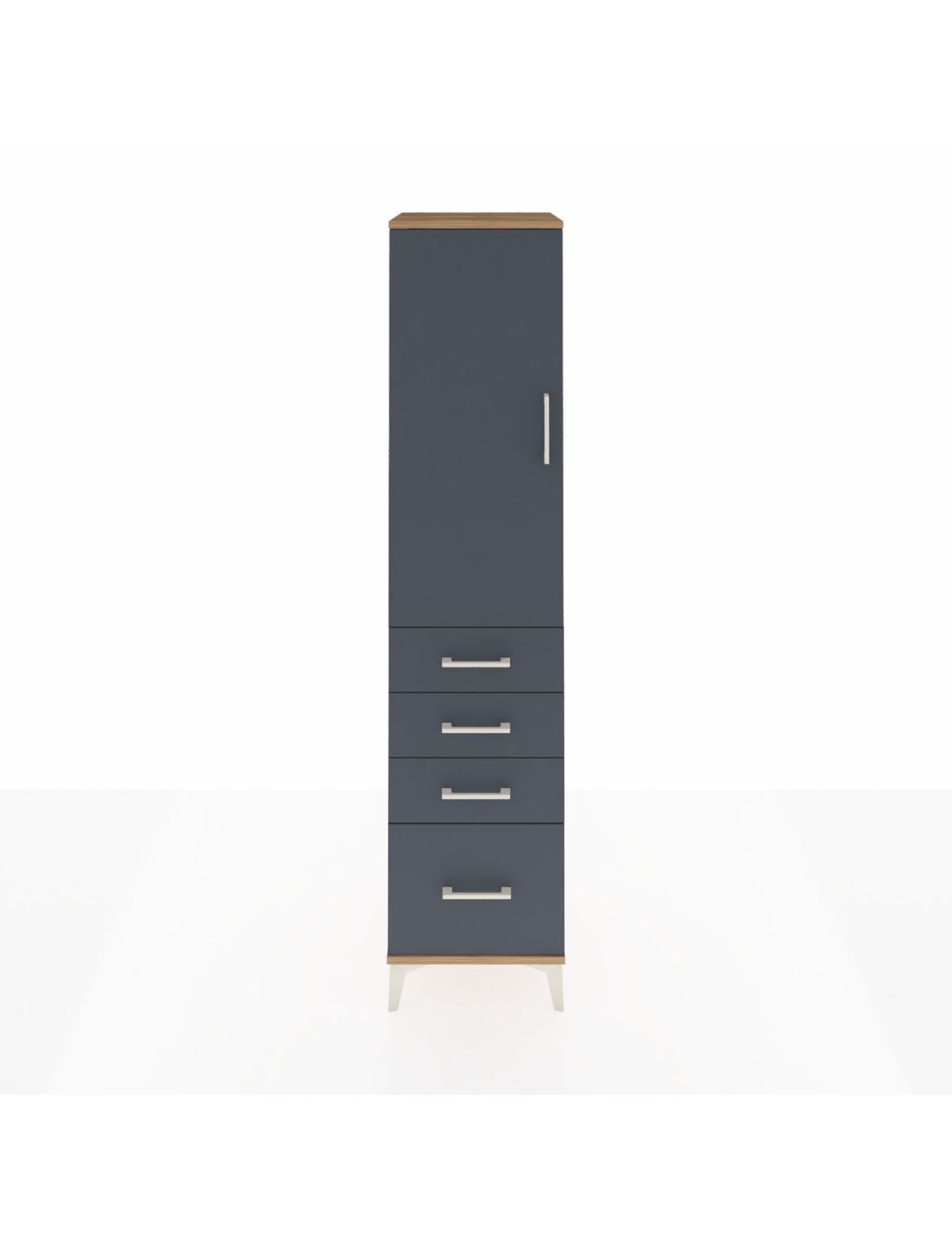 Hyperion Dolap Tek Raflı 4 Çekmeceli Tek Askılı 44x44x195 Çam-Antrasit