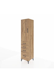 Hyperion Dolap Tek Raflı 4 Çekmeceli Tek Askılı 44x44x195 Çam-Çam