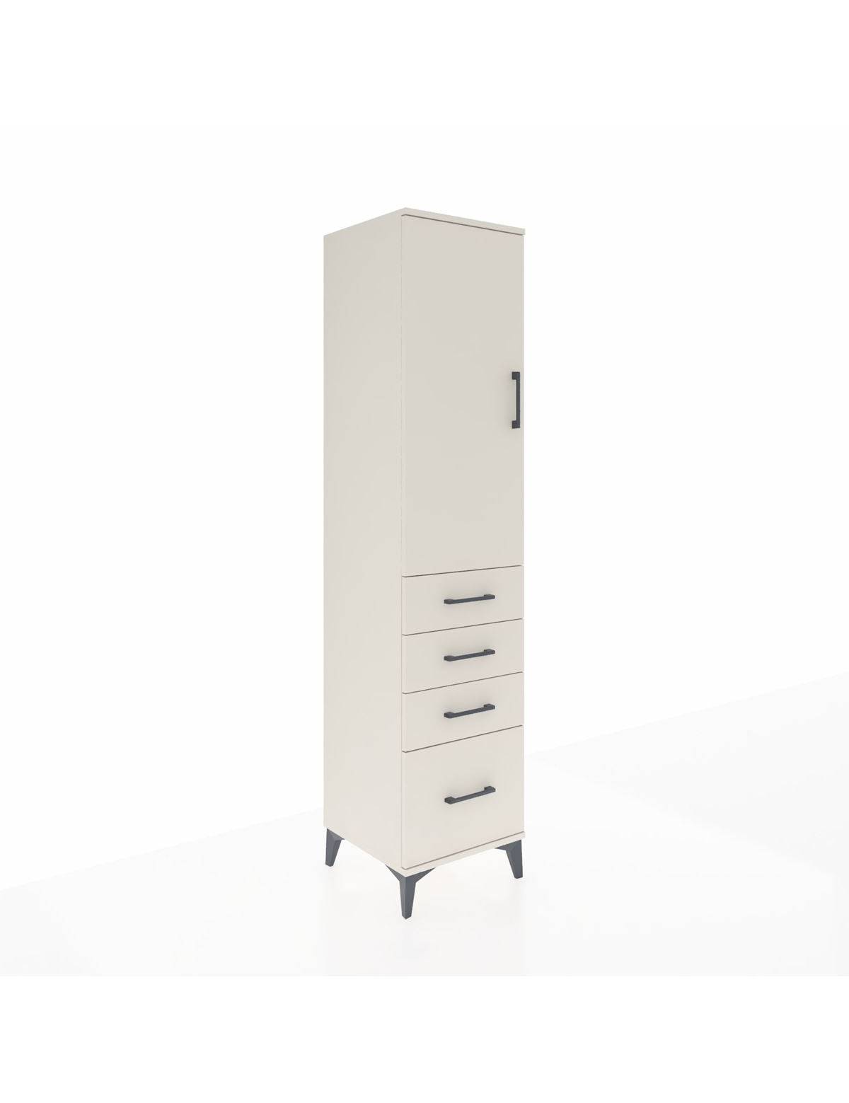 Hyperion Dolap 3 Raflı 4 Çekmeceli Tek Kapaklı 44x44x195 Aytaşı-Aytaşı